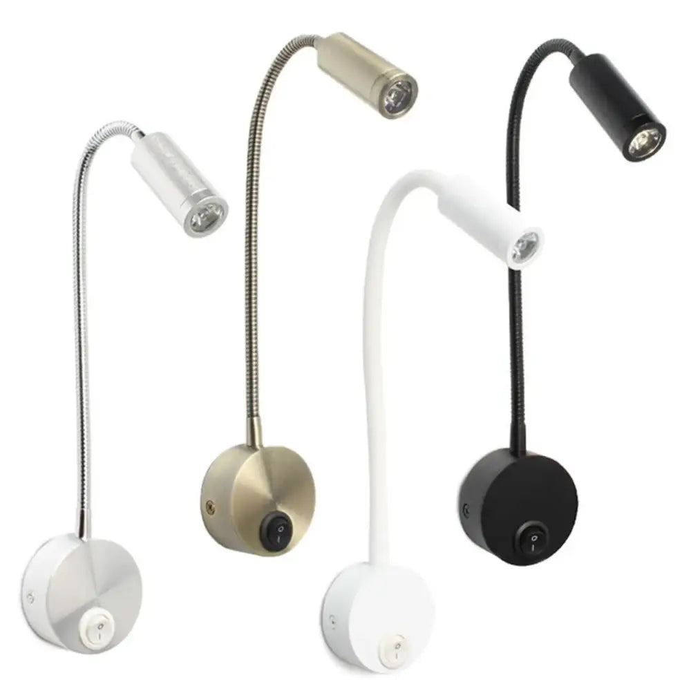 Four adjustable gooseneck decorbites led bedside wall sconce lamps in silver gold white and black with flexible arms