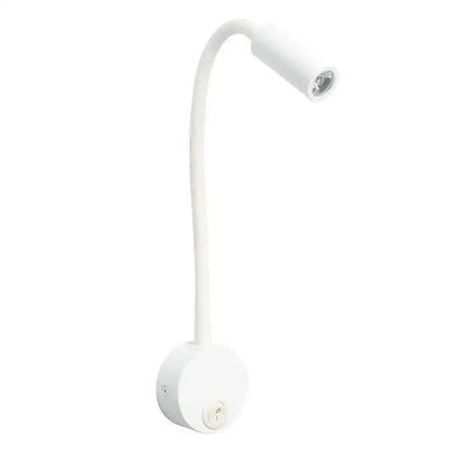 White flexible gooseneck led bedside wall sconce with circular base for decorbites led bedside reading lamp