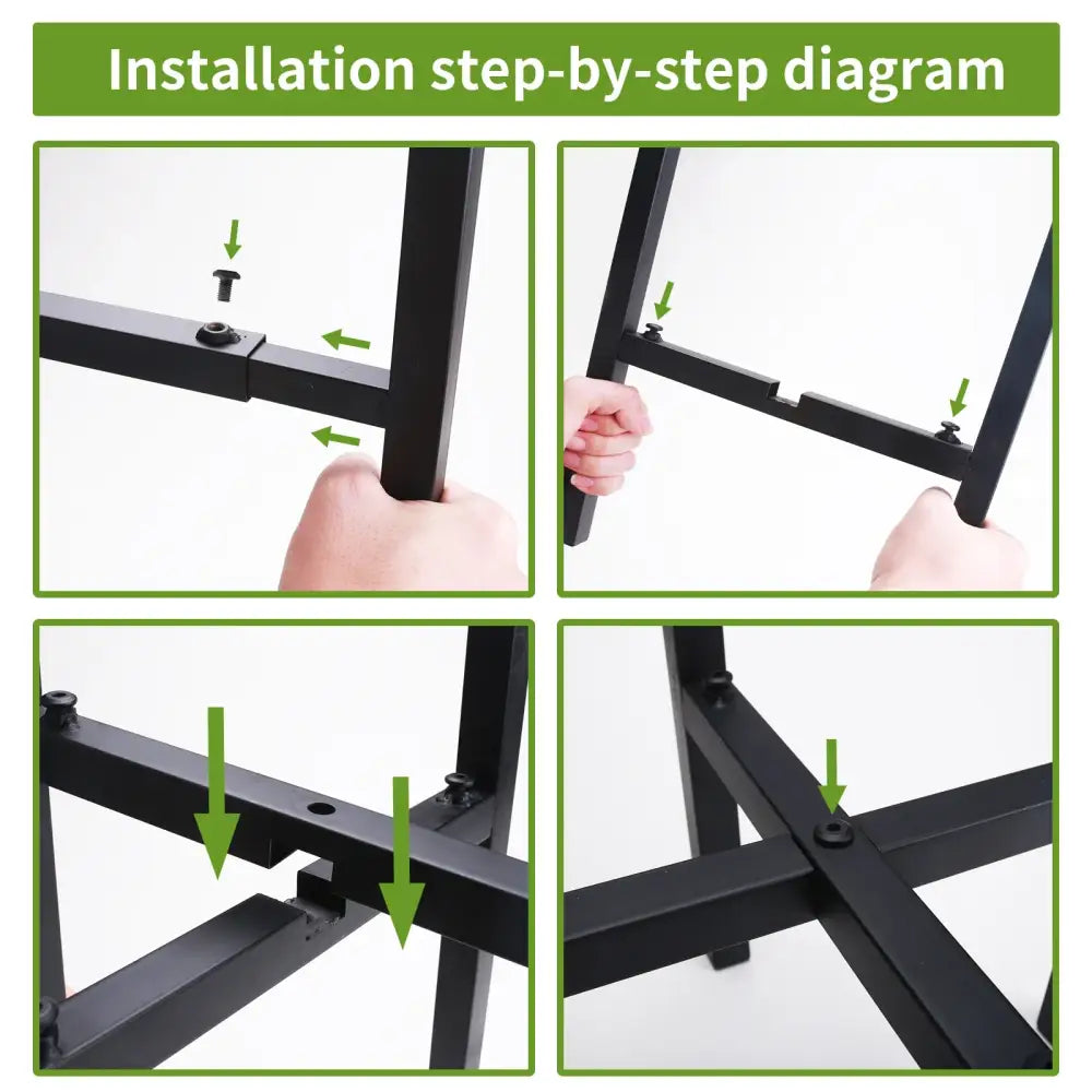 Black metal adjustable plant stand with minimalist industrial design for pots ranging 12 to 16 inches by DecorBites