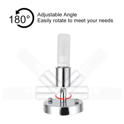 Adjustable metallic e27 ceramic screw wall lamp with 180-degree chrome stand and translucent white cylindrical shade