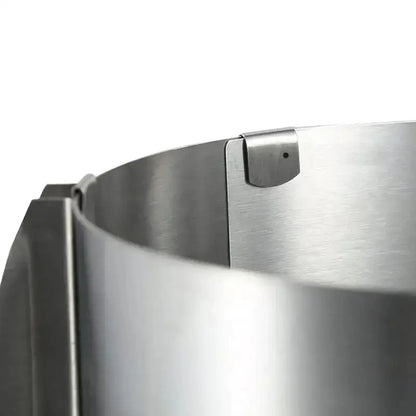 Adjustable stainless steel cake ring with brushed finish and secure clasp for decorbites adjustable stainless slicer