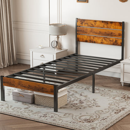 Metal Platform Bed Frame - Mattress Foundation With Headboard And Footboard