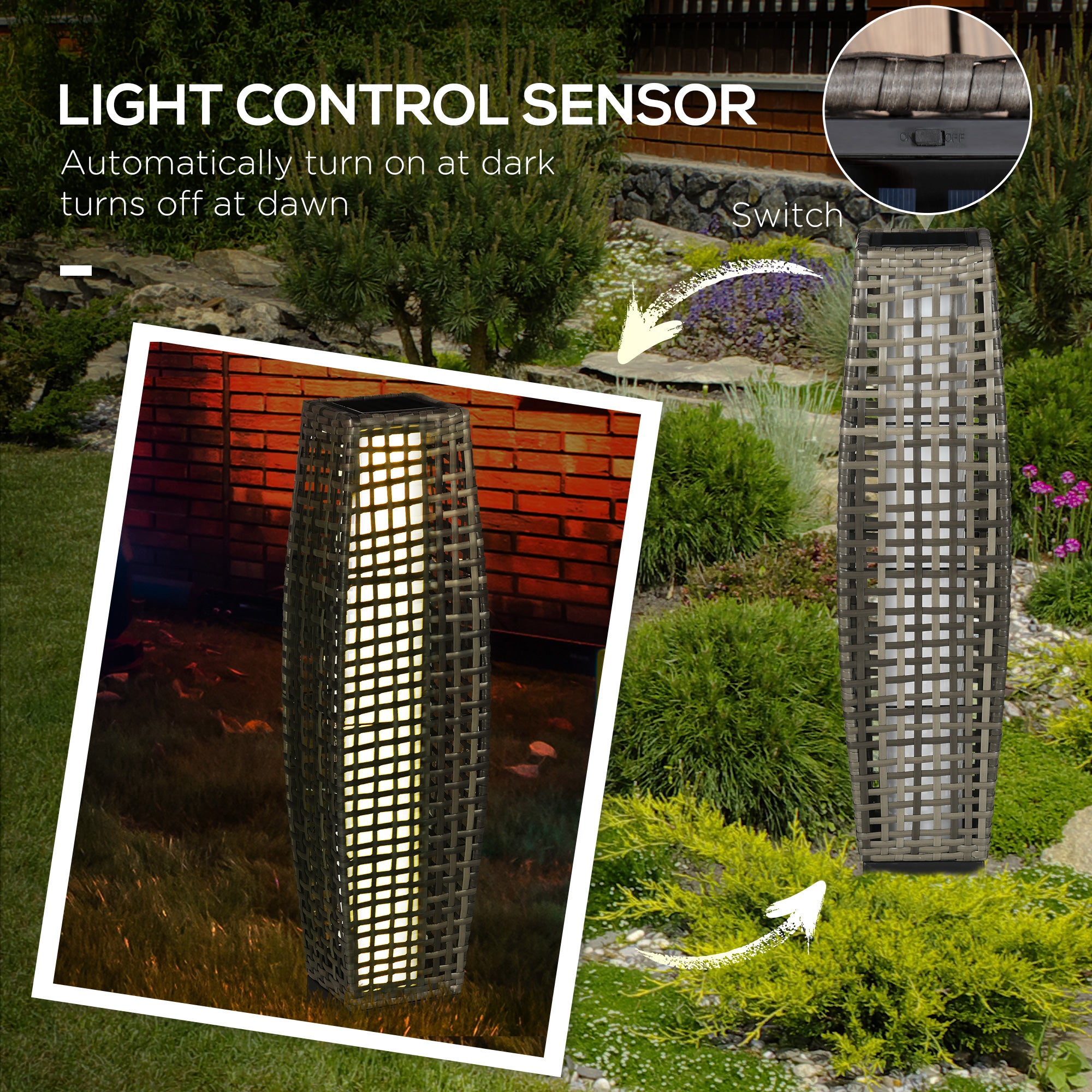 Wicker Solar Floor Lamp