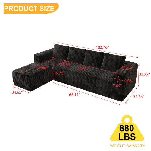 Black Corduroy Modular Sofa