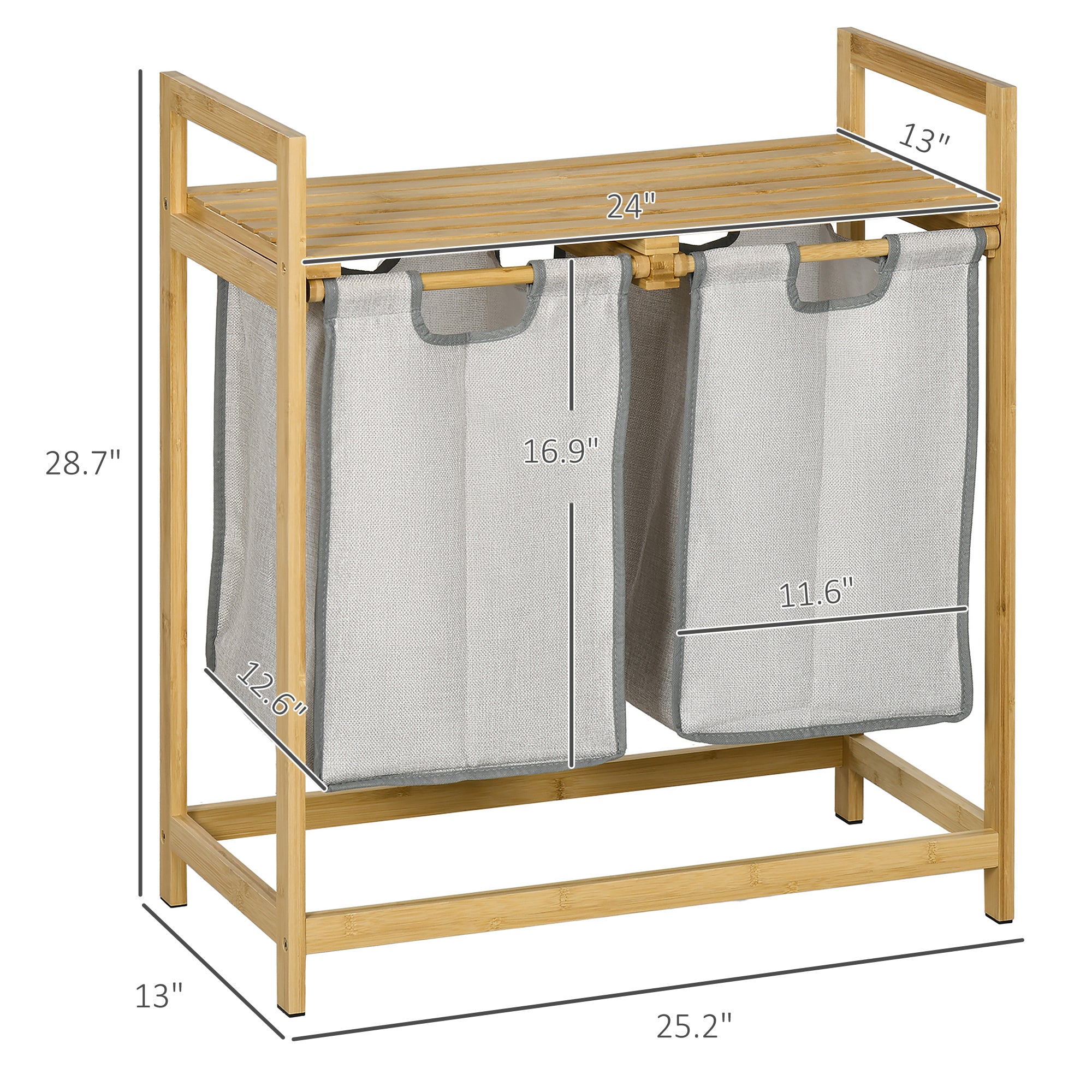 Bamboo Double Laundry Hamper