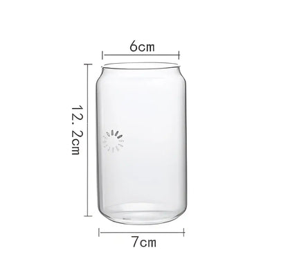 Clear glass tumbler with cylindrical design and subtle etched logo from aesthetic drinking glasses set with lids and straws