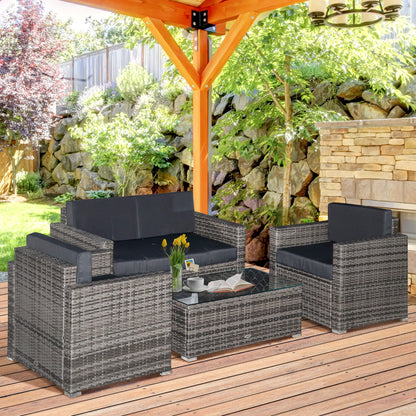 4 Piece Patio Furniture Set with Cushions