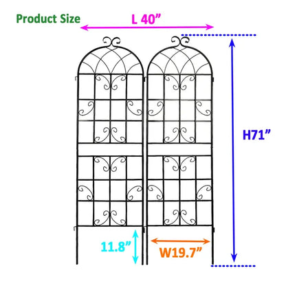 2 Pack Metal Garden Trellis 71" X 19.7" Rustproof Trellis For Climbing Plants Outdoor Flower Support