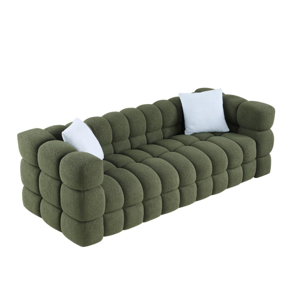 Olive Boucle 3-Seater Sofa