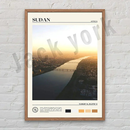Sudan-themed nile river sunset canvas print in light wood frame from decorbites canvas printings six-piece set for living room decor