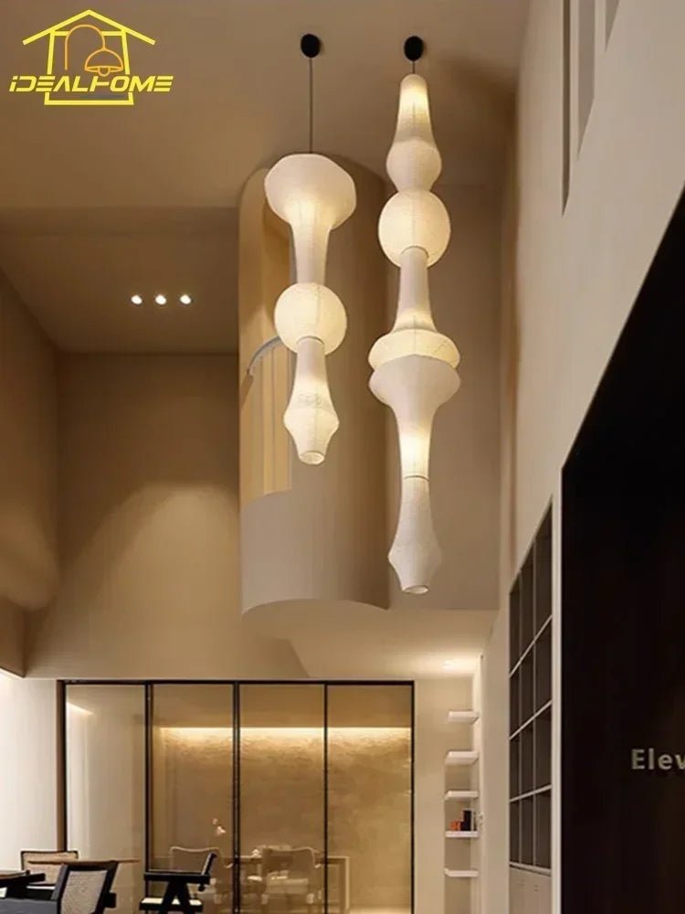 Akari-Style White Paper Wabi-Sabi Pendant Light - Decorbites