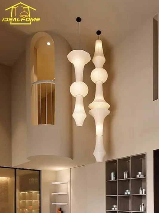Akari-Style White Paper Wabi-Sabi Pendant Light - Decorbites