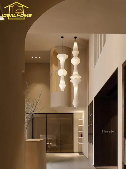 Akari-Style White Paper Wabi-Sabi Pendant Light - Decorbites
