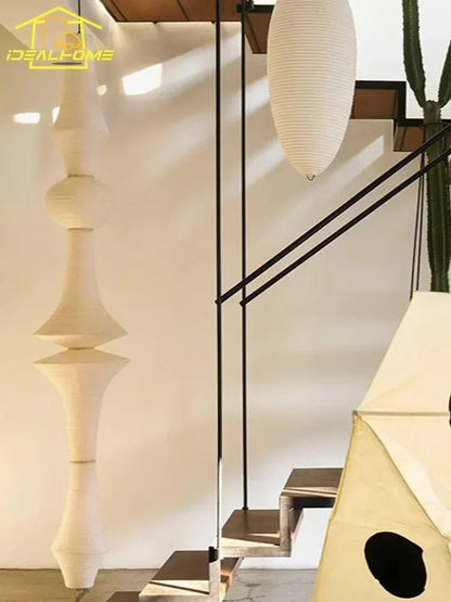 Akari-Style White Paper Wabi-Sabi Pendant Light - Decorbites