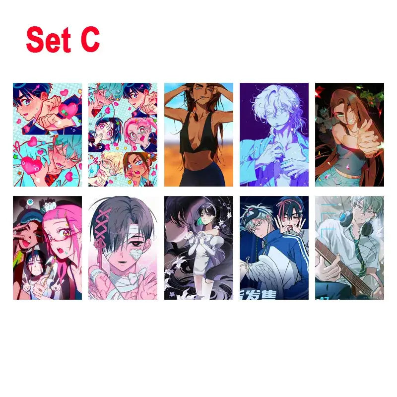Set c of colorful anime photo cards in the decorbites alien anime photo cards collage set featuring vibrant artwork
