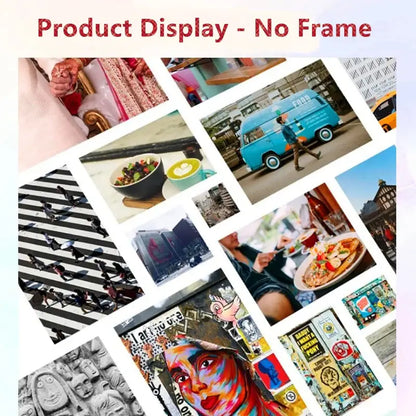 Collage of vibrant eclectic lifestyle photos on a colorful decorbites™ alien movie poster canvas painting product