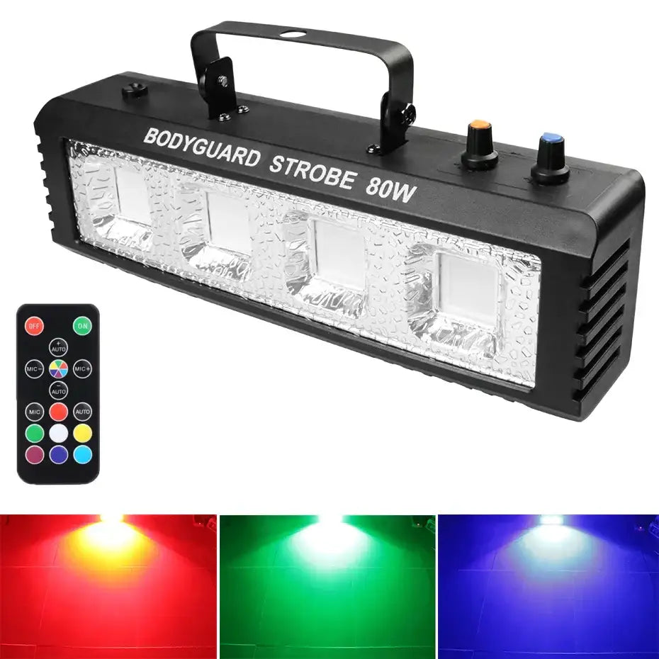 Black bodyguard strobe 80w led light bar with four bright textured panels and color-changing features for decorbites led strobe lights