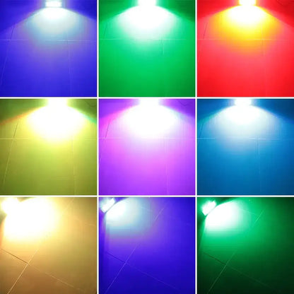 Alien white and black led strobe lights by decorbites emitting a vibrant grid of nine distinct colored lights for party stage lighting