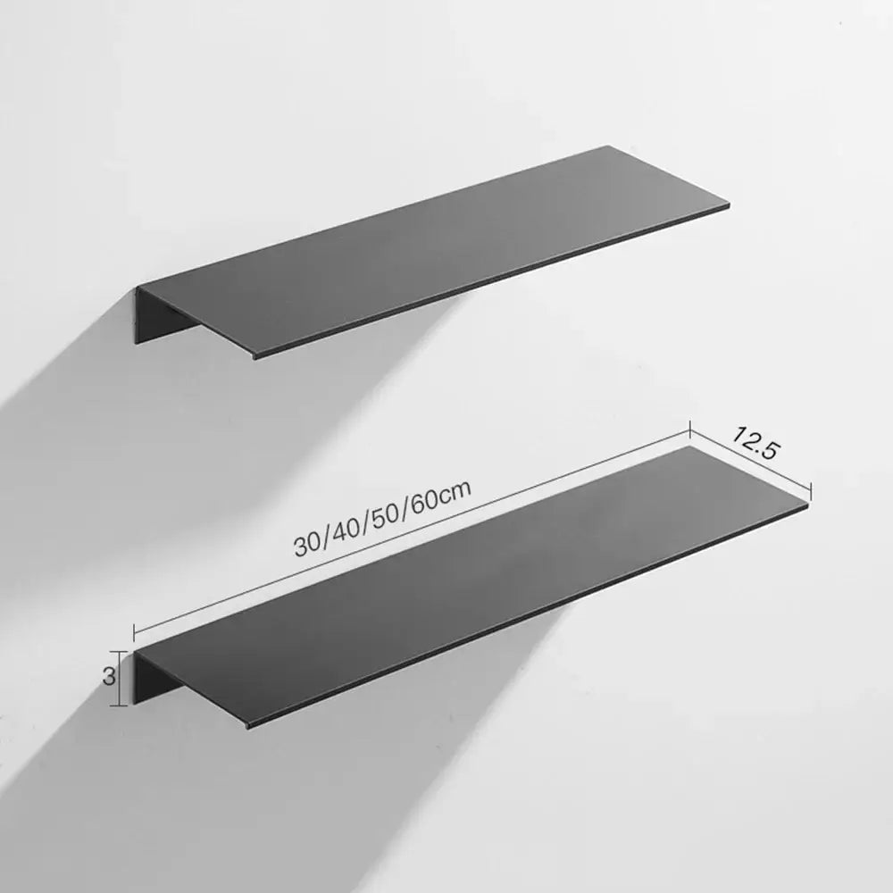 Decorbites™ black matte aluminum floating shelves with nail free glue for bathroom and kitchen organization