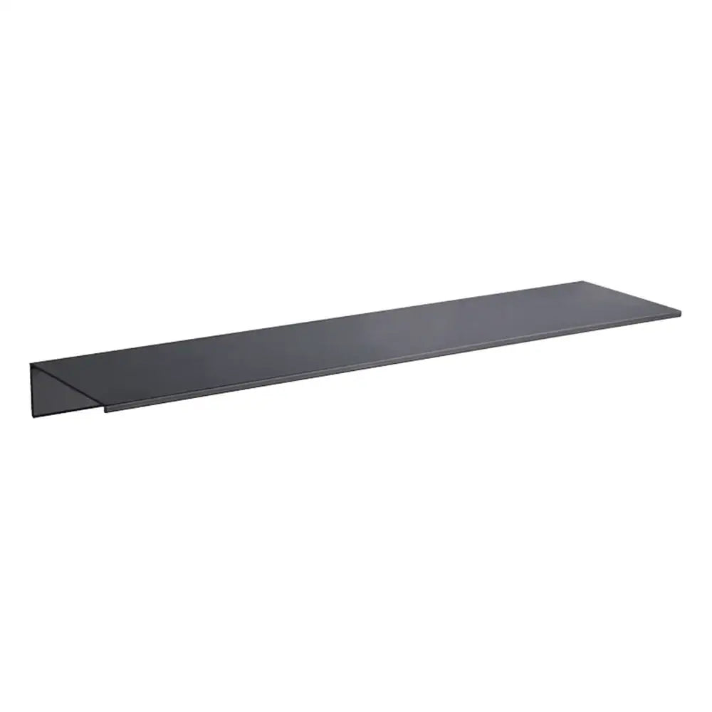 Black metal aluminum floating shelves with sleek minimalist design for bathroom and kitchen by DecorBites™ nail free glue