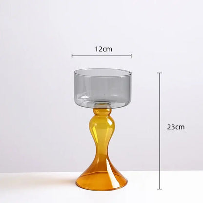Amber decorbites geometric glass candle holder with translucent amber vase and gray bowl for living room decor