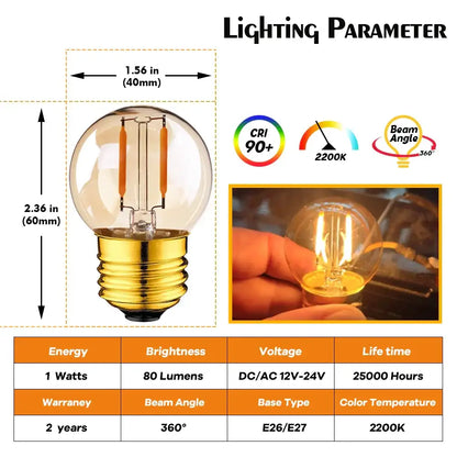 A decorbites amber glass vintage led bulb with clear globe and orange filament for warm white bedroom lighting