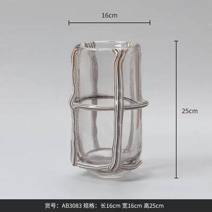 Clear glass vase with black and white striped pattern by decorbites clear glass for home decor and living room accents