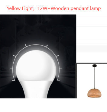 American garden bamboo woven chandelier pendant lamp with 12w yellow light wooden dome-shaped design