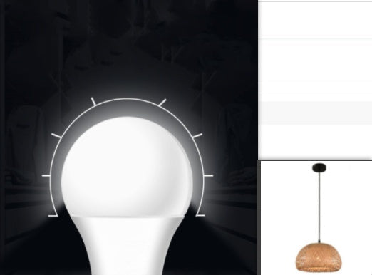 White led light bulb with frosted glass and black base in american garden bamboo woven chandelier pendant lamp for restaurant use