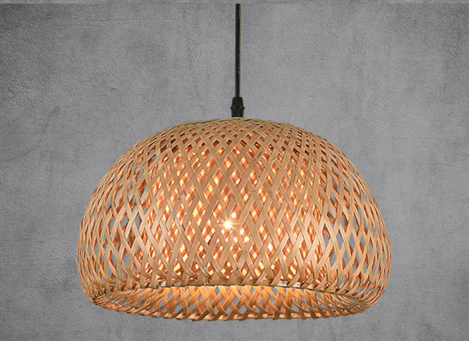 American garden bamboo woven chandelier pendant lamp in natural beige rattan with 12w wooden light for restaurants