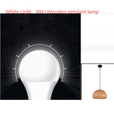 American Garden bamboo woven chandelier pendant lamp with 9w white light wooden pendant lamp for restaurant use