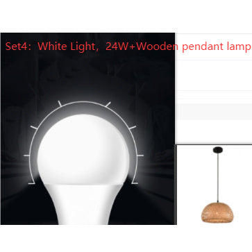 24w white light wooden pendant lamp with modern design american garden bamboo woven chandelier for restaurant use