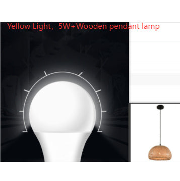 American Garden bamboo woven 5w wooden pendant lamp with yellow light for Southeast Asia restaurant lighting