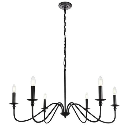 Black wrought iron chandelier light with six candle-style bulbs for living room decorbites american iron chandelier