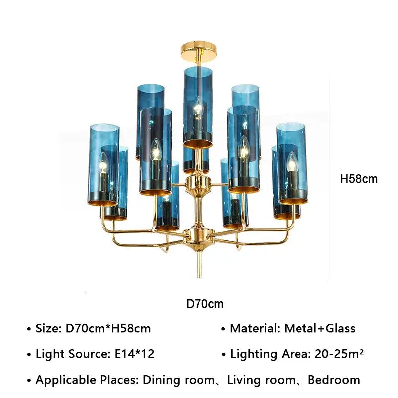 A decorbites american lustre gold dining room pendant light featuring american lustre glass cylinders and e14 bulbs