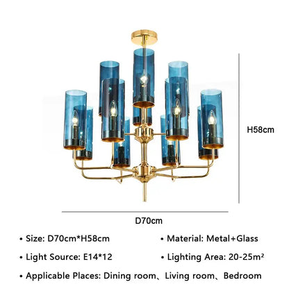 A decorbites american lustre gold dining room pendant light featuring american lustre glass cylinders and e14 bulbs