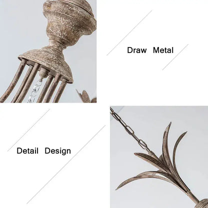 Antique bronze american retro chandelier with draw metal finish and leaf shaped details for dining room decorbites american retro