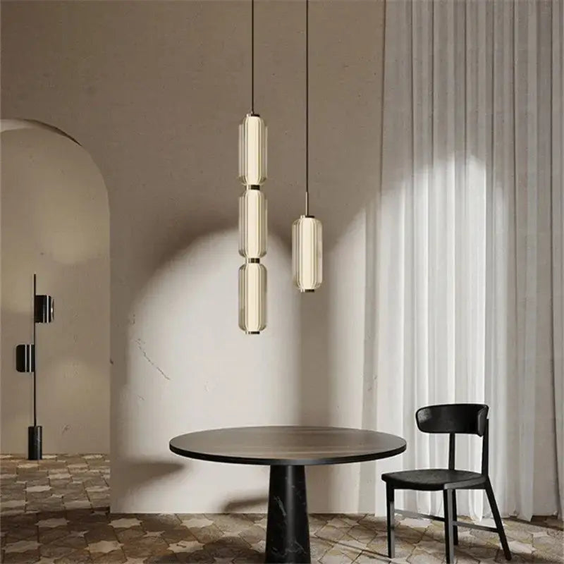 Modern american retro frosted glass staircase pendant light with translucent glass and metallic accents for dining room