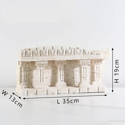 Cream-colored resin ancient greek roman temple bookends with detailed columns for elegant home decor
