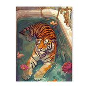 Decorbites™ animal wall art canvas painting features a vibrant orange tiger with bold stripes in a colorful bathtub animal scene