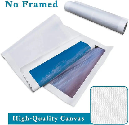 Unframed high-quality canvas roll with vibrant ocean and sky scene on durable textured fabric from decorbites anime poster collection