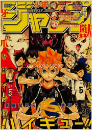 Orange-haired boy in black and orange volleyball jersey holding mikasa volleyball in decorbites anime poster prints collection