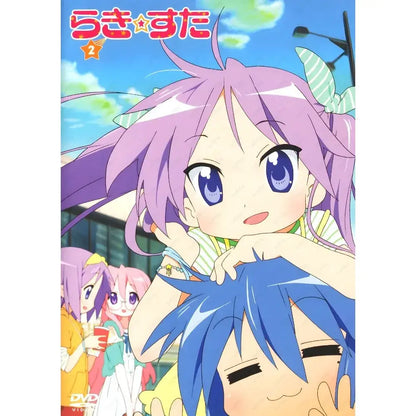 Decorbites™ anime lucky star girl poster featuring a purple-haired cute girl poster with blue eyes and green-striped bow