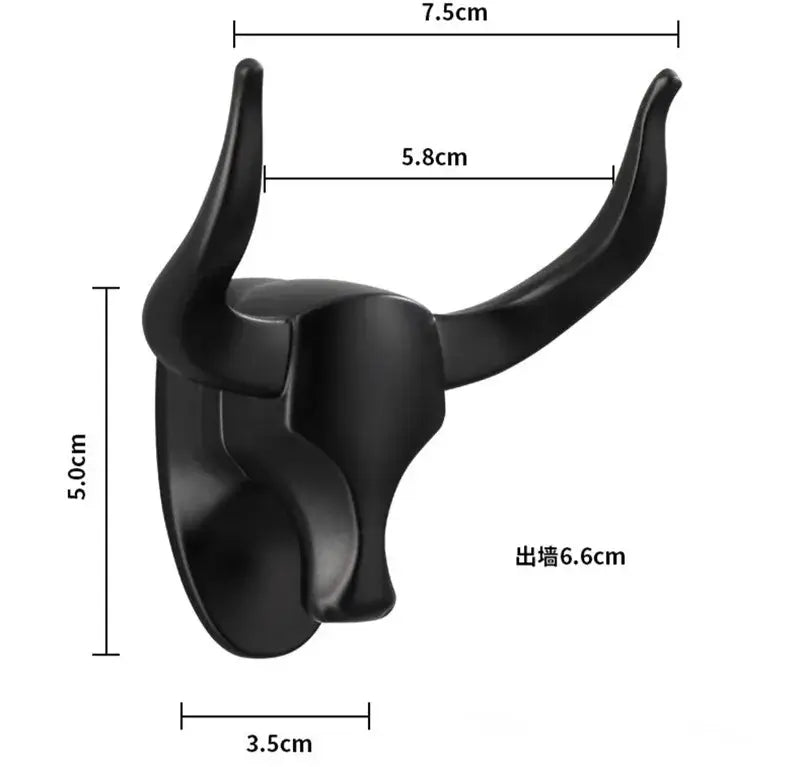 Black matte finished antique aluminum robe hook shaped like a bull head with curved horns for bathroom decorbites antique aluminum decor