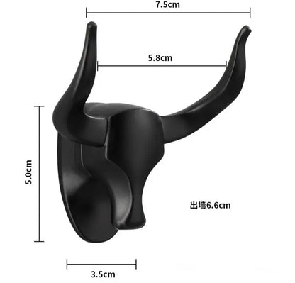 Black matte finished antique aluminum robe hook shaped like a bull head with curved horns for bathroom decorbites antique aluminum decor