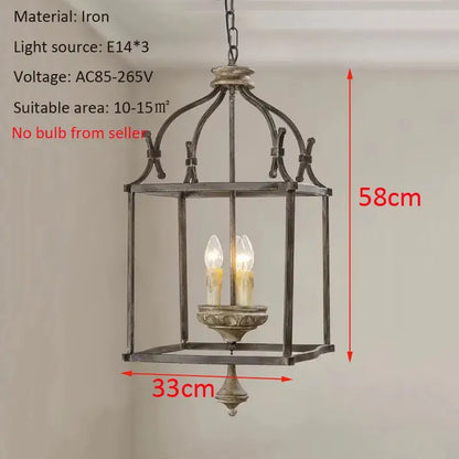 Antique american iron e14 chandelier with distressed finish and three candle-shaped bulbs for dining room decorbites american iron