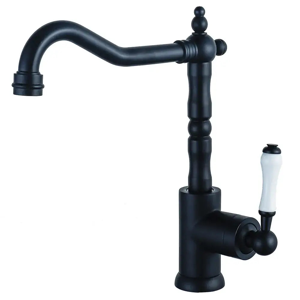 Antique black and white ceramic kitchen faucet with matte finish decorbites black antique single lever tap with ornate detailing