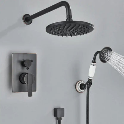 Black matte bathroom rain shower system by decorbites black antique with circular rain showerhead and ceramic handheld sprayer