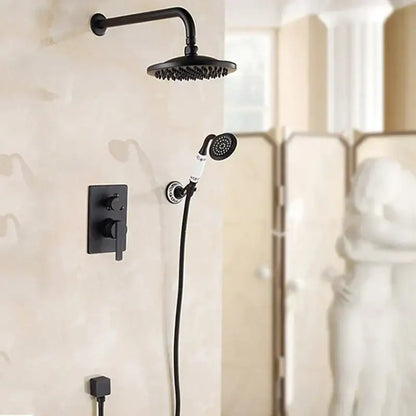 Antique black brass bathroom rain shower system by decorbites black with matte finish and white accent handheld sprayer