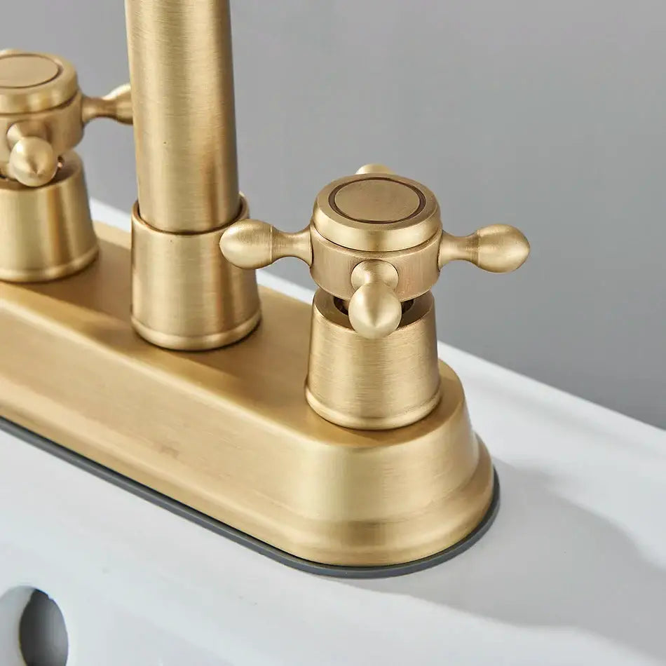 Antique black brass waterfall basin faucet with antique brass finish and classic cross handles by decorbites black brass